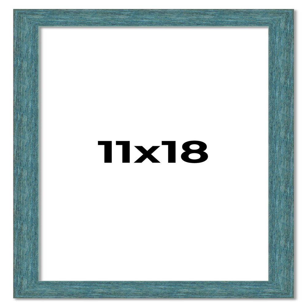 11x18 Frame Blue Rustic Barnwood Solid Wood Picture Frame Width 1.25 Inches | Interior Depth 0.5 Inches | Gustav Blue Frame Complete with UV Acrylic, Foam Board Backing & Hanging Hardware