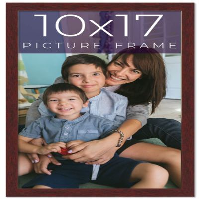 10x17 Frame Brown Solid Wood Picture Frame Width 0.75 Inches | Interior Frame Depth 0.5 Inches | Mogano Traditional Photo Frame Complete with UV Acrylic, Foam Board Backing & Hanging Hardware