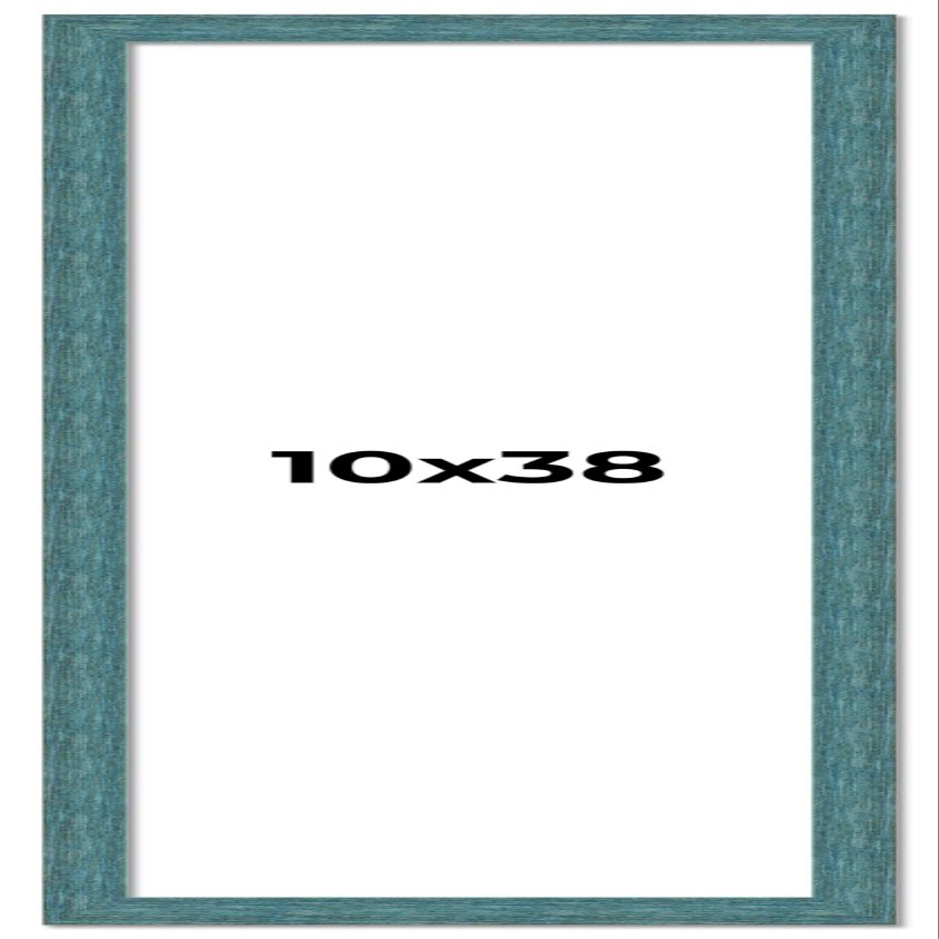 10x38 Frame Blue Rustic Barnwood Solid Wood Picture Frame Width 1.25 Inches | Interior Depth 0.5 Inches | Gustav Blue Frame Complete with UV Acrylic, Foam Board Backing & Hanging Hardware