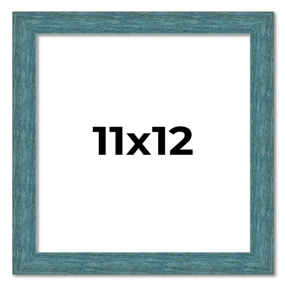 11x12 Frame Blue Rustic Barnwood Solid Wood Picture Frame Width 1.25 Inches | Interior Depth 0.5 Inches | Gustav Blue Frame Complete with UV Acrylic, Foam Board Backing & Hanging Hardware