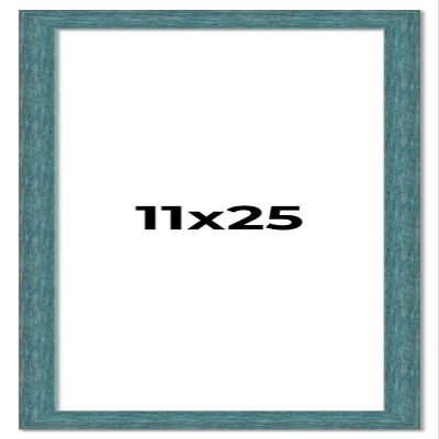 11x25 Frame Blue Rustic Barnwood Solid Wood Picture Frame Width 1.25 Inches | Interior Depth 0.5 Inches | Gustav Blue Frame Complete with UV Acrylic, Foam Board Backing & Hanging Hardware
