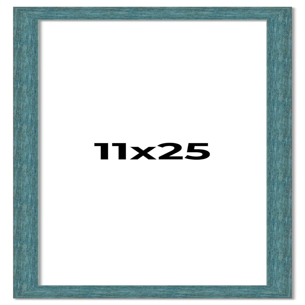 11x25 Frame Blue Rustic Barnwood Solid Wood Picture Frame Width 1.25 Inches | Interior Depth 0.5 Inches | Gustav Blue Frame Complete with UV Acrylic, Foam Board Backing & Hanging Hardware