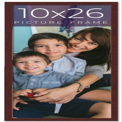 10x26 Frame Brown Solid Wood Picture Frame Width 0.75 Inches | Interior Frame Depth 0.5 Inches | Mogano Traditional Photo Frame Complete with UV Acrylic, Foam Board Backing & Hanging Hardware