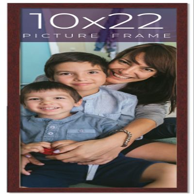 10x22 Frame Brown Solid Wood Picture Frame Width 0.75 Inches | Interior Frame Depth 0.5 Inches | Mogano Traditional Photo Frame Complete with UV Acrylic, Foam Board Backing & Hanging Hardware