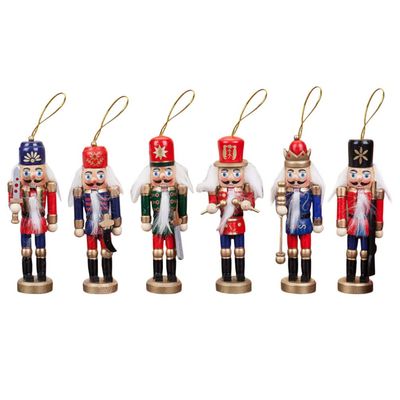 Gatuida 6pcs Nutcracker Hanging Ornaments for Christmas Tree Decor Festive Wooden Figurines for Holiday Home Decoration Xmas Decoration for Family Gatherings