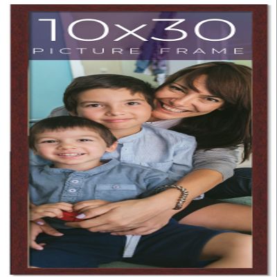 10x30 Frame Brown Solid Wood Picture Frame Width 0.75 Inches | Interior Frame Depth 0.5 Inches | Mogano Traditional Photo Frame Complete with UV Acrylic, Foam Board Backing & Hanging Hardware