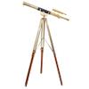 Vintage Double Barrel Telescope 39'' Shiny Brass Anchor Master with Adjustable Wooden/Brass Tripod Floor Standing Black Leather Collectible Telescopic view 2