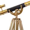 Vintage Double Barrel Telescope 39'' Shiny Brass Anchor Master with Adjustable Wooden/Brass Tripod Floor Standing Black Leather Collectible Telescopic view 3
