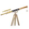 Vintage Double Barrel Telescope 39'' Shiny Brass Anchor Master with Adjustable Wooden/Brass Tripod Floor Standing Black Leather Collectible Telescopic view 4