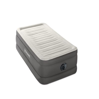 INTEX 64091ED TruAire Luxury Air Mattress: Fiber-Tech  Twin Size  Built-in Electric Pump  18in Bed Height  330lb Weight Capacity