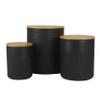 10 Strawberry Street Luca Matte Black Embossed Ceramic Kitchen Canister Set, Set of 3, Bamboo Lids view 1