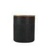 10 Strawberry Street Luca Matte Black Embossed Ceramic Kitchen Canister Set, Set of 3, Bamboo Lids view 4