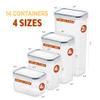 14 Pack Airtight Food Storage Container Set - BPA Free Clear Plastic Kitchen and Pantry Organization Canisters with Durable Lids for Cereal, Dry Food Flour & Sugar - Labels, Marker & Spoon Set view 2