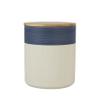 10 Strawberry Street Luca Ombre Embossed Ceramic Kitchen Canister Set, Set of 3, Matte Blue/White, Bamboo Lids view 3