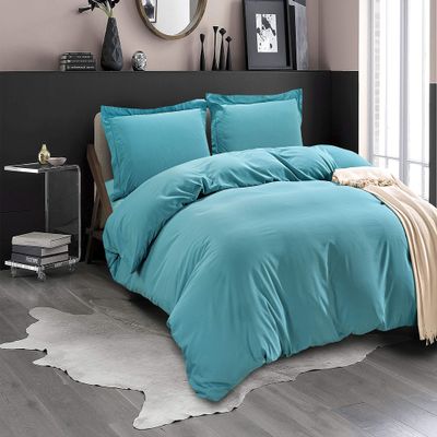 LinenEra Luxury 3 Piece Oversized King Plus Duvet Cover Set Ultra Soft Egyptian Quality Hotel Collection Turquoise Comforter Cover Oversized King Plus 120 x 128 with Zipper Closure