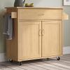 Kitchen Island with Spice Rack and Storage Cabinet - Rolling Cart with Drawers for Coffee Bar, Additional Counter Space, or Storage by Lavish Home (Oak) view 3