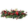 Northlight Pine Triple Candle Holder with Bows and Plaid Christmas Ornaments, 30", Green view 1