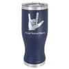LaserGram 14oz Vacuum Insulated Pilsner Mug, Sign Language I Love You, Personalized Engraving Included (Navy Blue) view 1