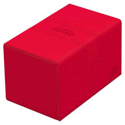 Ultimate Guard Twin Flip'n'Tray 160+, Deck Case for 160 Double-Sleeved TCG Cards + Dice Tray, Red, Independent Magnetic Closure & Microfiber Inner Lining