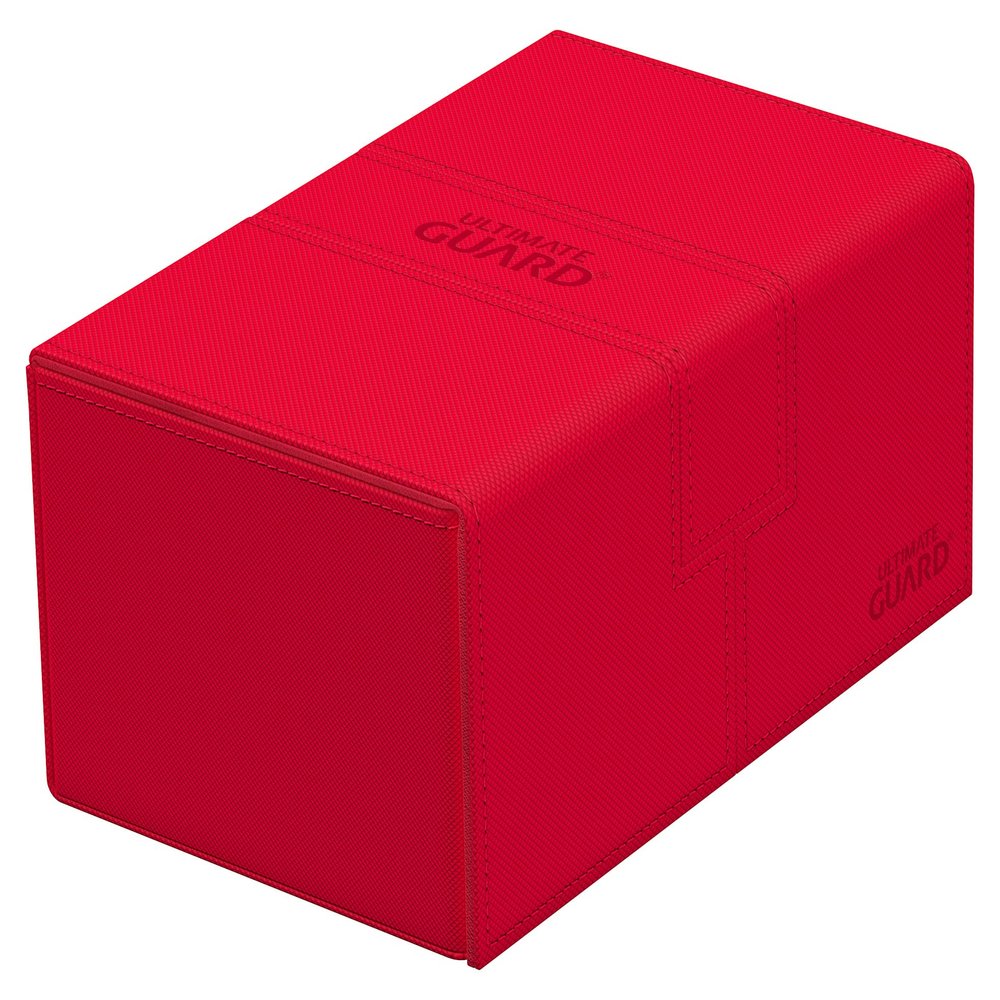 Ultimate Guard Twin Flip'n'Tray 160+, Deck Case for 160 Double-Sleeved TCG Cards + Dice Tray, Red, Independent Magnetic Closure & Microfiber Inner Lining