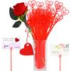 CCINEE 100Pcs Plastic Floral Pick Card Holders Red Heart Shaped Flower Place Card Holders Clips for Floral Arrangement Bouquet Wedding Valentine's Day Decoration, 9 Inches view 1