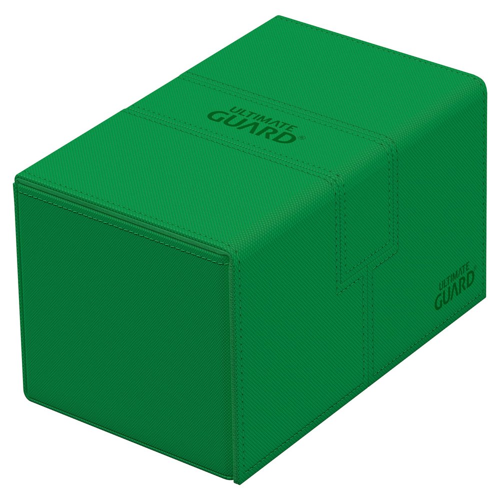 Ultimate Guard Twin Flip'n'Tray 160+, Deck Case for 160 Double-Sleeved TCG Cards + Dice Tray, Green, Independent Magnetic Closure & Microfiber Inner Lining