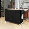 Quarte Multifunctional Mobile Kitchen Island with Solid Wood Top and 4 Door Storage Cabinet and 2 Drawers,Lockable Rollers,Spice Rack, Towel Rack,for Kitchen and Dining Room (Black#G) view 1