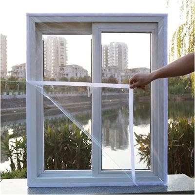 Window Insulation Film, Transparent Window Film Noise Reduction & Wind Shutter Sealing Winter Room Curtains Customisable 185x195cm(72.8x76.7in) White
