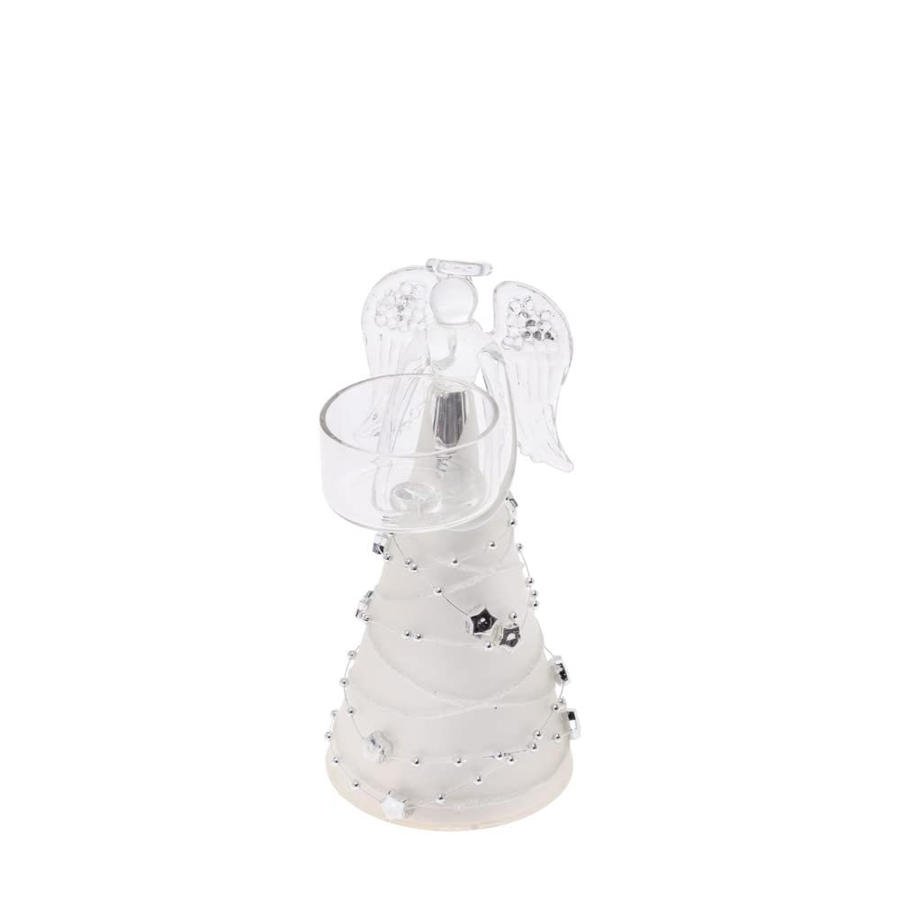 Boston International Glass Angel Tealight Holder Christmas Winter Holiday Decorations, Small, Garland Angel