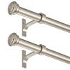 2 Pack Curtain Rods 72 to 144 Inches,1 Inch Curtain rods for Windows, Hanging Curtain Rod & Wall Mount with Brackets Heavy Duty Rod,End Cap Single Rod, Brushed Nickel view 1