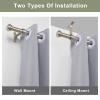 2 Pack Curtain Rods 72 to 144 Inches,1 Inch Curtain rods for Windows, Hanging Curtain Rod & Wall Mount with Brackets Heavy Duty Rod,End Cap Single Rod, Brushed Nickel view 3