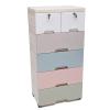 6 Drawer Plastic Drawers Dresser Storage Cabinet with 4 Large Drawers and Top 2 Small Cabinets Locker(with Keys),Closet Drawers Tall Dresser Organizer for Clothes Playroom Bedroom Furniture (Macaron) view 1