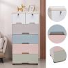 6 Drawer Plastic Drawers Dresser Storage Cabinet with 4 Large Drawers and Top 2 Small Cabinets Locker(with Keys),Closet Drawers Tall Dresser Organizer for Clothes Playroom Bedroom Furniture (Macaron) view 4
