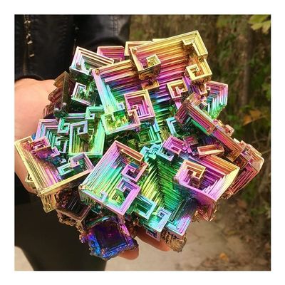 WGPHD Health & Household Bismuth Crystals Bismuth Bi Metal Crystal Rainbow Bright Metal Mineral Specimen Original Nature Art Artwork Decorative Article (Size : 100-150g)