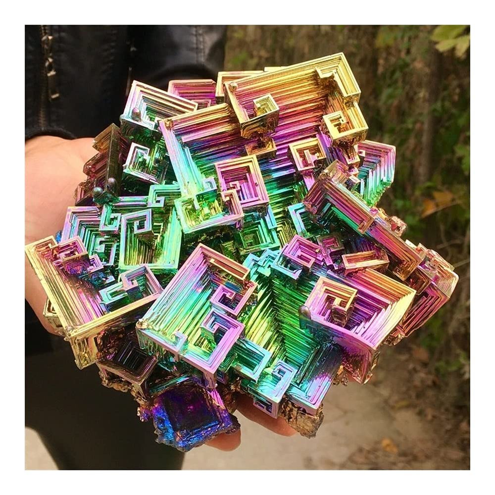 WGPHD Health & Household Bismuth Crystals Bismuth Bi Metal Crystal Rainbow Bright Metal Mineral Specimen Original Nature Art Artwork Decorative Article (Size : 100-150g)
