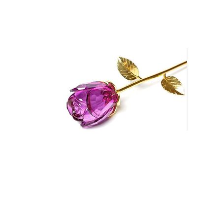 WGPHD Health & Household Crystal Glass Rose Flower Figurines Craft Wedding Valentine's Day Gifts Table Decor Ornaments Gifts Boxed, Love Gift (Color : Purple, Size : S (Without Vase))