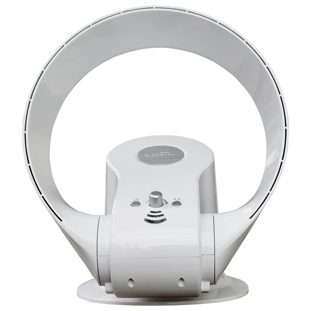 ZAVAYA 14 Leafless Wall Fan with Remote/Timer, Wall Mounted Bladeless Fan/Desk Fan, 7 Speed/26W, Ultra-Quiet Air Circulator (Color : White)