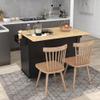 Quarte Mobile Kitchen Island with Solid Wood Top and Storage Cabinet,Drop Leaf Breakfast BarSpice Rack, Towel Rack & Drawer,Kitchen Island on 5 Wheels with 3 Drawers,Lockable Rollers (Black#Q) view 1