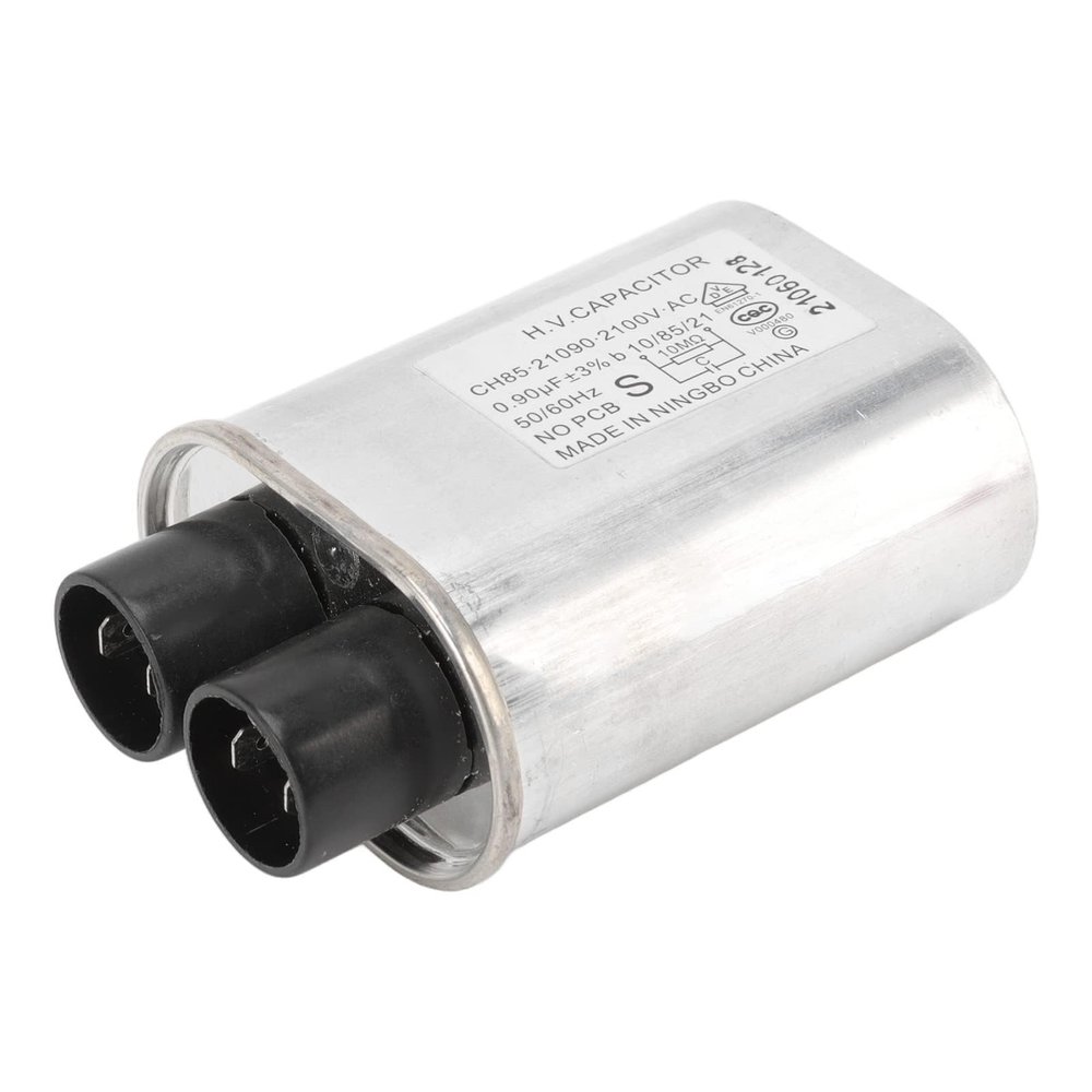 Microwave High Voltage Capacitor, Reliable Replacement Part for Microwave Oven Stainless Steel 2100V 0.90UF 2 Plus 2 Small Inserts 80mm Length 1 Pack