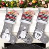 Amidaky Christmas Stockings Personalized Set of 6 Christmas Stockings Bulk 22 inch Santa Snowman Reindeer for Holiday Fireplace Decoration Black and Grey view 1