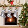 Amidaky Christmas Stockings Personalized Set of 6 Christmas Stockings Bulk 22 inch Santa Snowman Reindeer for Holiday Fireplace Decoration Black and Grey view 2