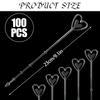 CCINEE 100pcs Plastic Floral Pick Card Holders Clear Heart Shaped Flower Place Card Holders Clips for Wedding Bouquet Birthday Party Supply, 9 Inches view 2
