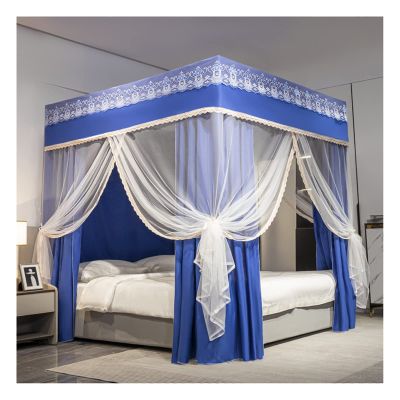 Bed Canopy Deluxe Decorative Bed Canopy for Bedroom, Bed Curtain for Single Double Bed, 3-Door Design with Mounting Brackets, 2 Styles (Color : Style2, Size : 1.8x2x2m)