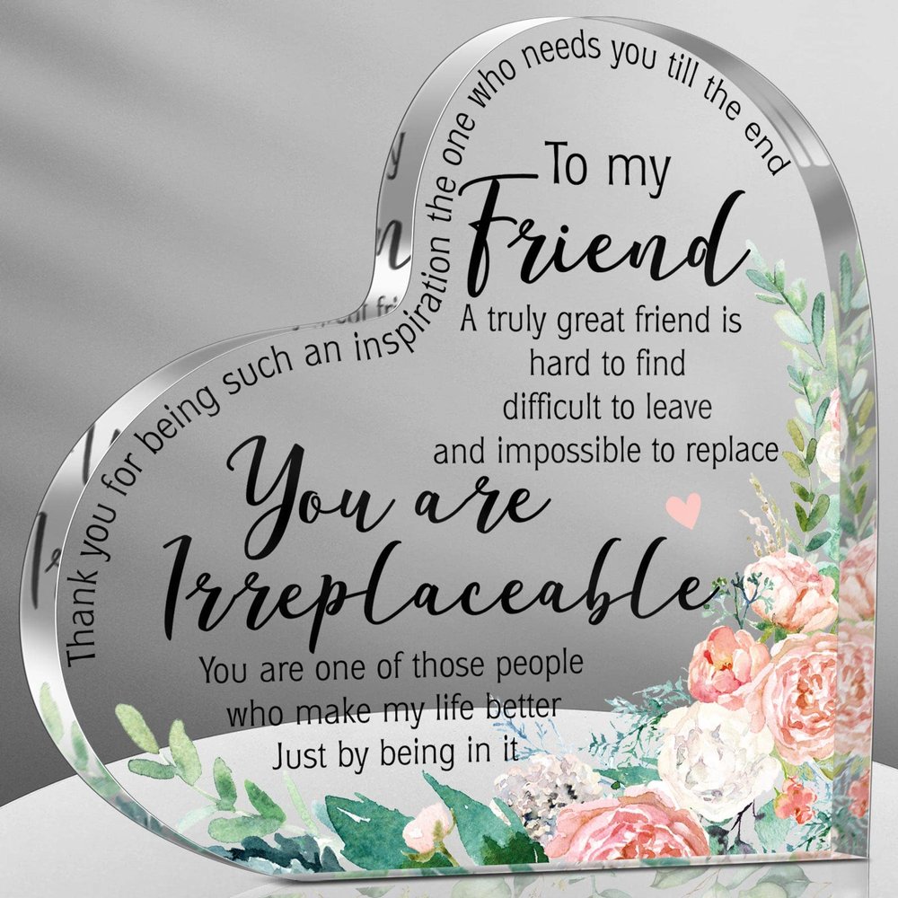Spiareal Friends Gifts for Women Friendship Graduation Plaque Best Flower Sister Birthday Bestie Thank You Gift for Teacher Mom Female Acrylic Friendship(Vintage Style)