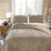 XXRBB Velvet Bedspread Set 3 Piece Leaf Pattern Double Sided Stitched Microfiber Warm Plush Quilt Set, with 2 Pillow Shams,King 106x92(270X233CM) view 2