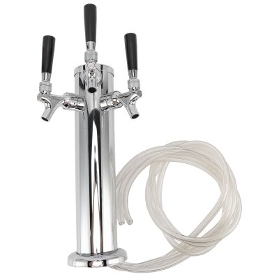 Alvinlite Draft Beer Kegerator Tower Triple Faucet 3 Tap Beer Brewing Kegs Tower Dispenser Kit Stainless Steel Beer Dispenser for Home The World Cup Party Bar