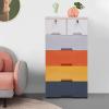 6 Drawer Plastic Drawers Dresser Storage Cabinet with 4 Large Drawers and Top 2 Small Cabinets Locker(with Keys),Closet Drawers Tall Dresser Organizer for Clothes Playroom Bedroom Furniture (Morandi) view 2