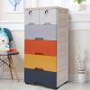 6 Drawer Plastic Drawers Dresser Storage Cabinet with 4 Large Drawers and Top 2 Small Cabinets Locker(with Keys),Closet Drawers Tall Dresser Organizer for Clothes Playroom Bedroom Furniture (Morandi) view 4