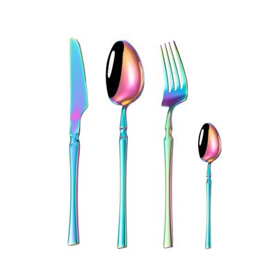 32 Piece Rainbow Silverware Set for 8 Cutlery Sets Premium Stainless Steel Flatware Set Home Kitchen Wedding Restaurant Tableware Utensils Include Knifes Teaspoons Forks and Spoons Set