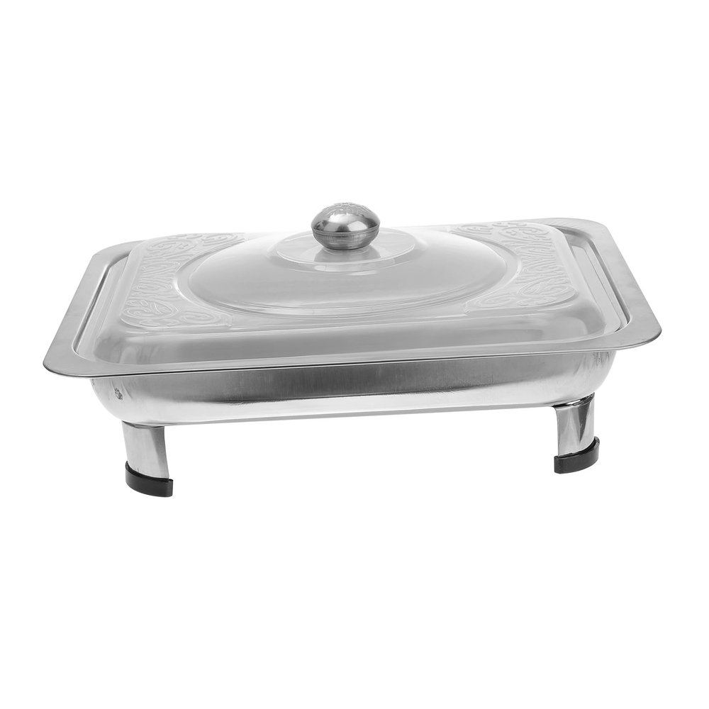Housoutil Chafing Trays Dish Buffet Set Catering Pans Catering Serve Chafer Catering Storage Metal Food Rectangular Buffet Stove Buffet Tray Food Container Catering Plate (12.97X 10.81X 3.46inch)